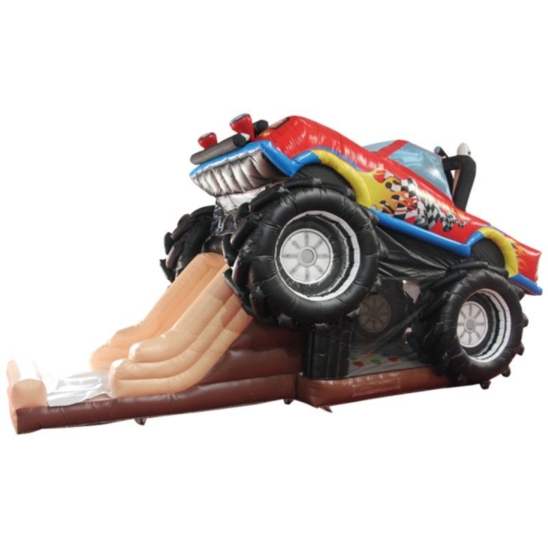 Zee/luchtlevering Custom PVC 3D Rood Off-Road Car Castle Opblaasbaar uitsmijterhuis voor kinderen