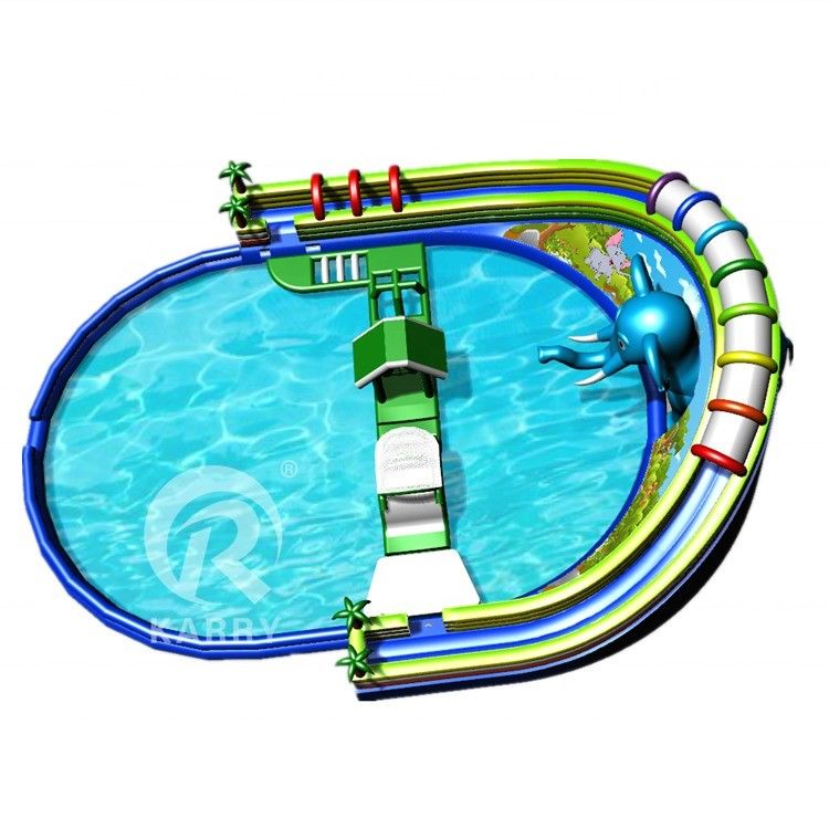 Toegestane passagiers 10 enorme olifant glijbaan wateropblaasbaar waterpark voor kinderen en volwassenen
