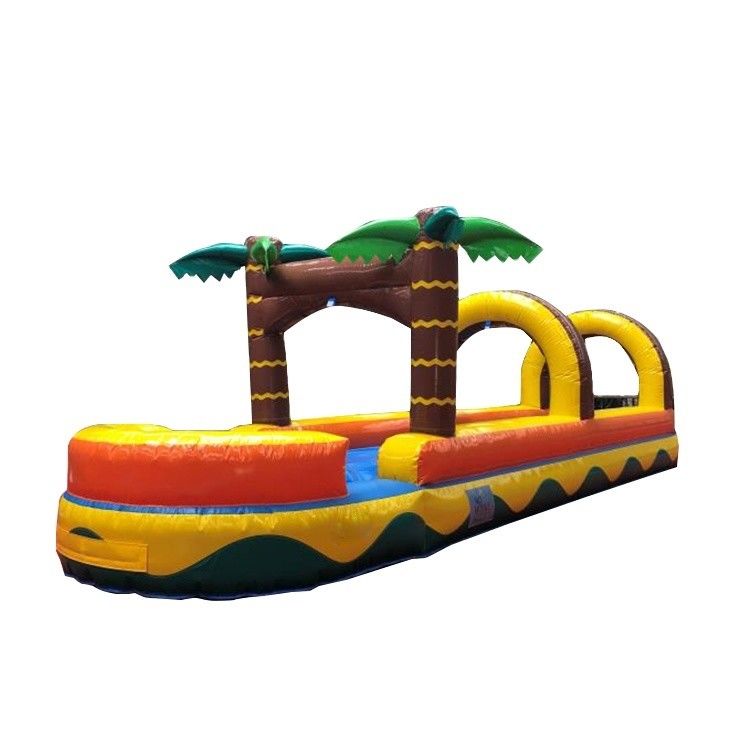 0.55mm PVC-doek Flat Slide Palm Tree Commerciële opblaasbare waterslide voor volwassenen