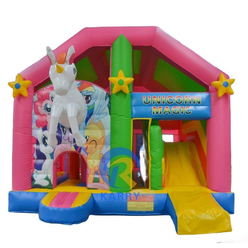 EN71/CE gecertificeerd PVC commercieel springkasteel springkasteel combinatie eenhoorn opblaasbaar