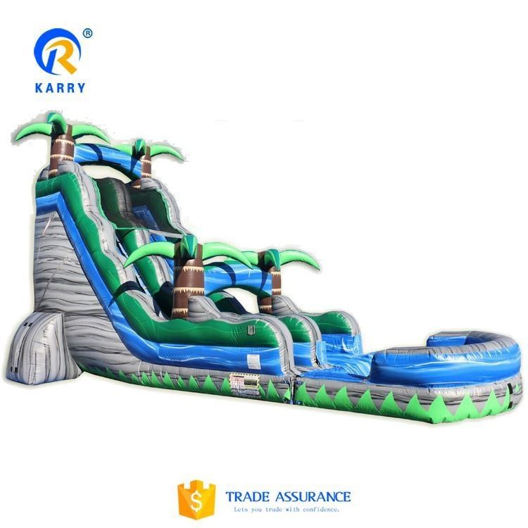 Kleurrijke palmboom ontwerpen opblaasbare waterslide voor speeltuin 15ft commerciële graad