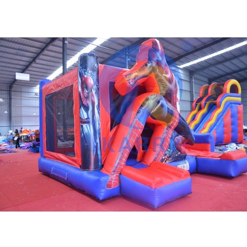 Unisex Super Cool Spiderman opblaasbaar springhuis met glijdend nat droog maat