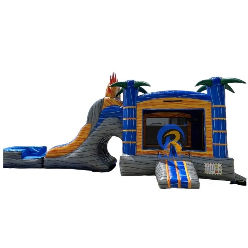 Zeevervoer PVC Palmboom Bouncy Castle Slide Combo Opblaasbaar Bounce House met glijbaan
