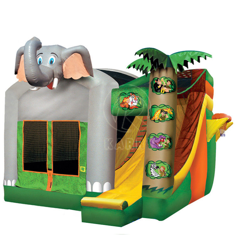 Persoonlijk gemaakt PVC opblaasbaar huis met glijbaan springend springkasteel voor feest verhuur kind speelgoed spel met blazer