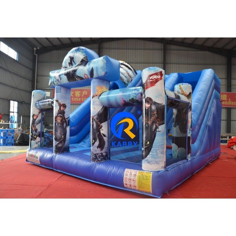 PVC opblaasbare uitsmijter glijcombo hoe je je draak kunt trainen dubbele baan springkasteel
