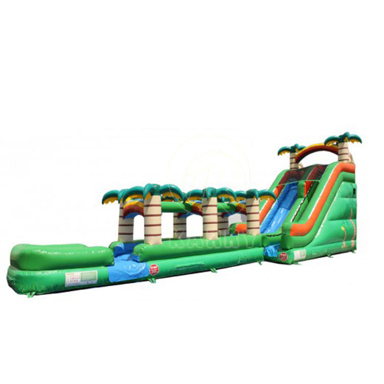 PVC Palmboom Achtertuin Lange glijbaan Opblaasbare waterglijbaan voor 5-10 passagiers Feestplezier