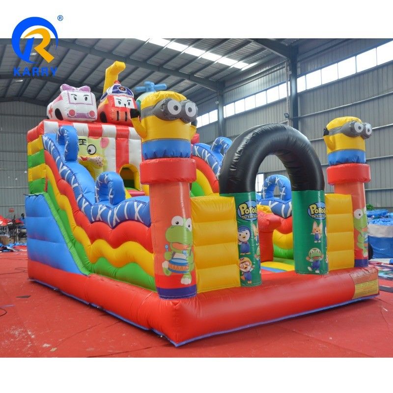 Circus thema opblaasbare springkasteel glijcombo voor springen plezier maximale capaciteit 100-500kg