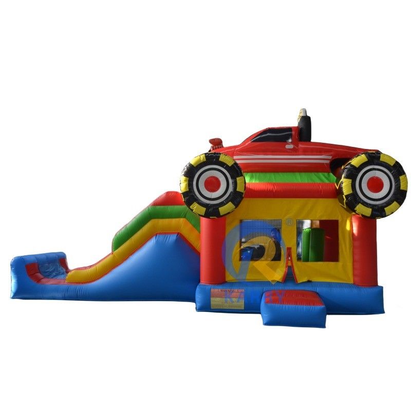 Indoor en Outdoor Kids Game Amusement Commerciële auto opblaasbaar kasteel combo met glijbaan
