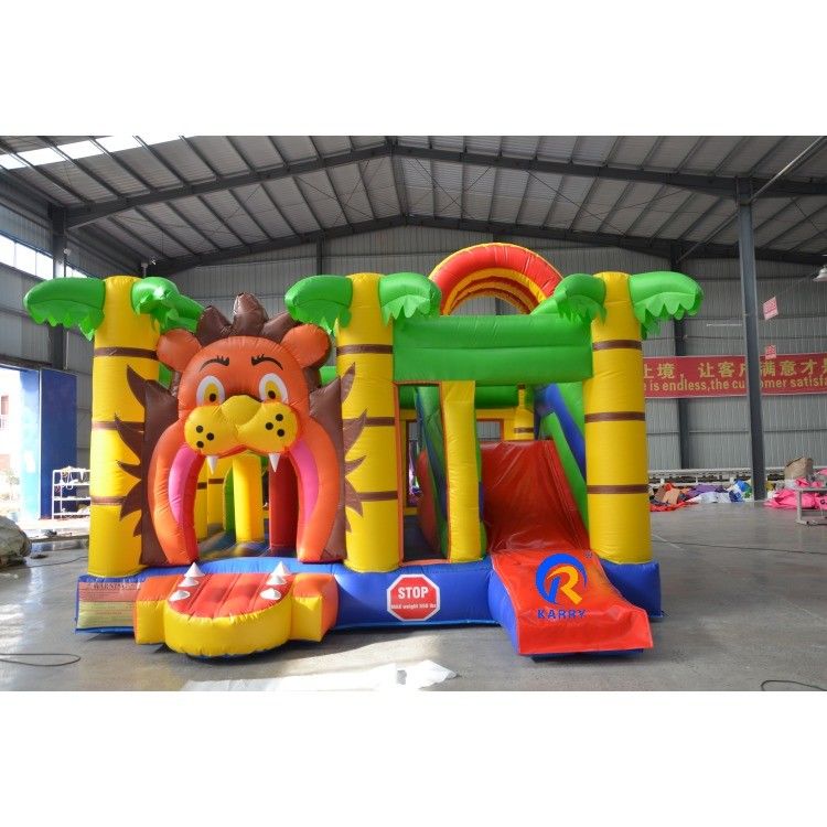 Aanpassen Accepteerde Cartoon Lion PVC opblaasbare uitschuiver glijcombo voor kinderspel
