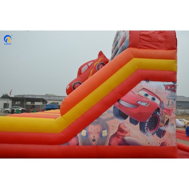 Volwassenen Bouncy Double Slide opblaasbare waterglijbaan zwembad auto's voor outdoor entertainment