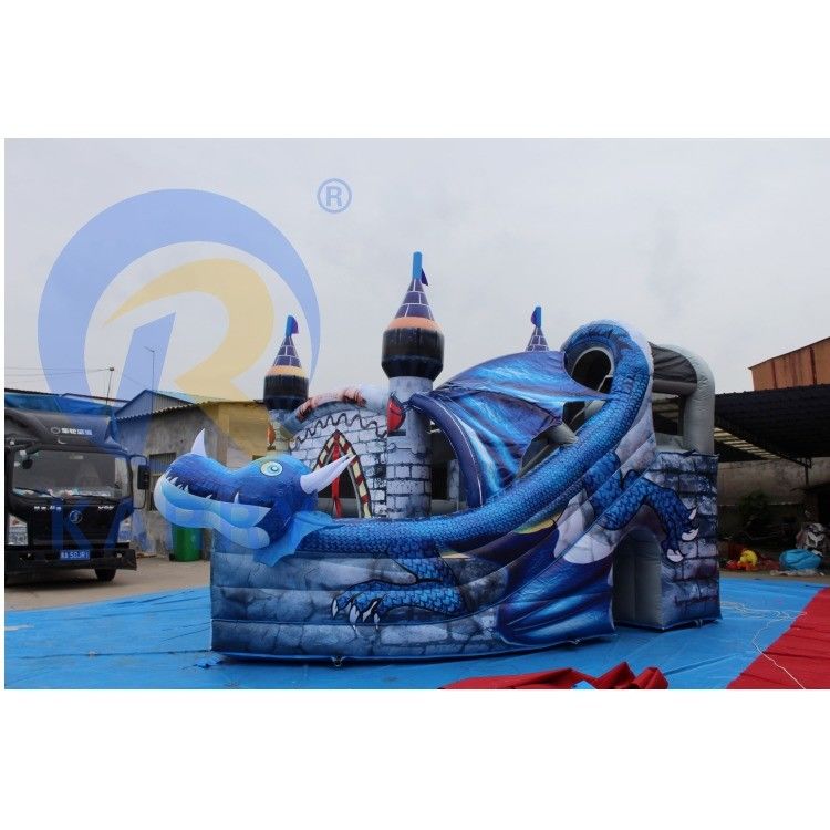 Accessoires Repair Kits opgenomen in Trend 3D Blauwe Draak opblaasbaar kasteel met glijbaan