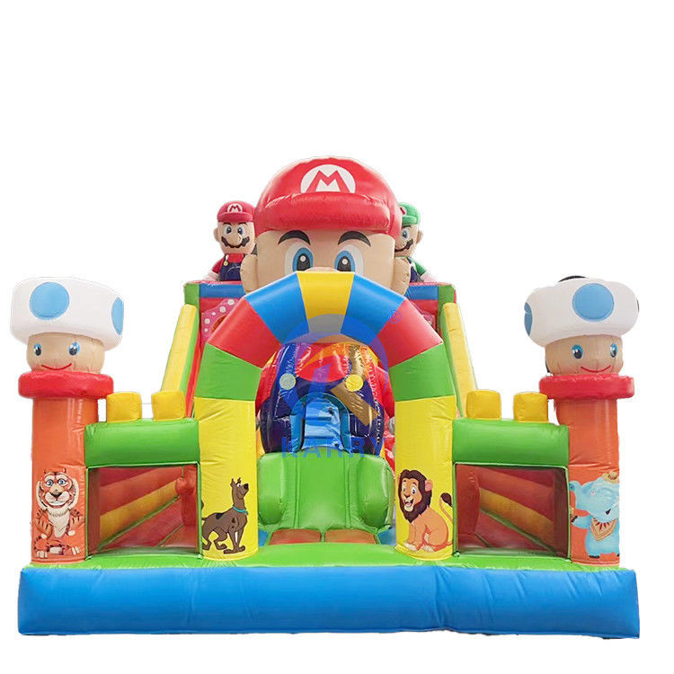 Volledige grootte commerciële verhuur opblaasbare combo uitsmijter met water glijbaan en reparatie kits