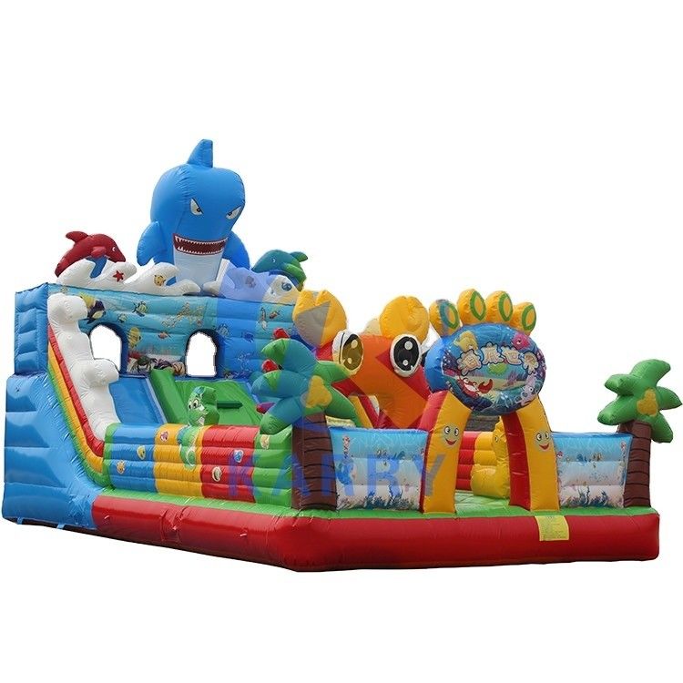 EN14960 Certificaat PVC opblaasbaar springkasteel en glijbaan voor zeedieren Fun City
