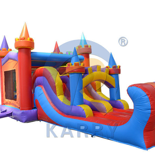 Draagbaar Commercieel Kleurrijk Bouncy Castle Opblaasbaar Bounce House Met Glijbaan