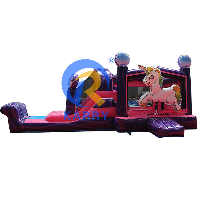 Features Draagbare regenboog eenhoorn opblaasbare combo voor volwassenen springen en kinderen feest
