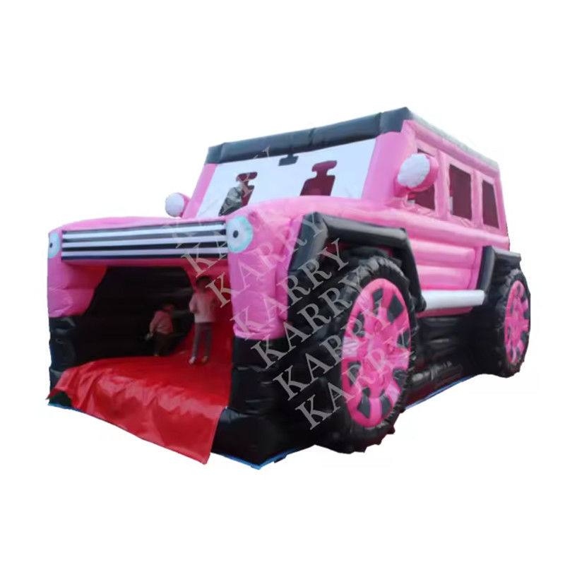 Blower met blower roze jeep opblaasbare springhuis met glijbaan en uitsmijter voor tieners