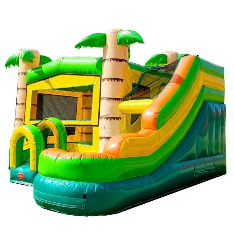 Persoonlijk gekleurde Palmboom Bouncy Castle met glijbaan opblaasbaar Bounce House