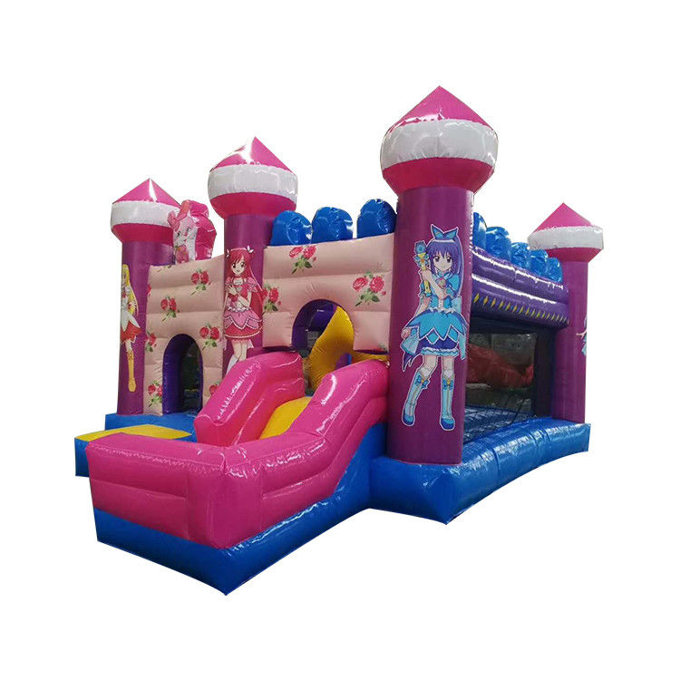 Meisjes Roze Cartoon Bala Magic Fairy Opblaasbare Bouncer Castle met Slide 6*4*3.5m Grootte