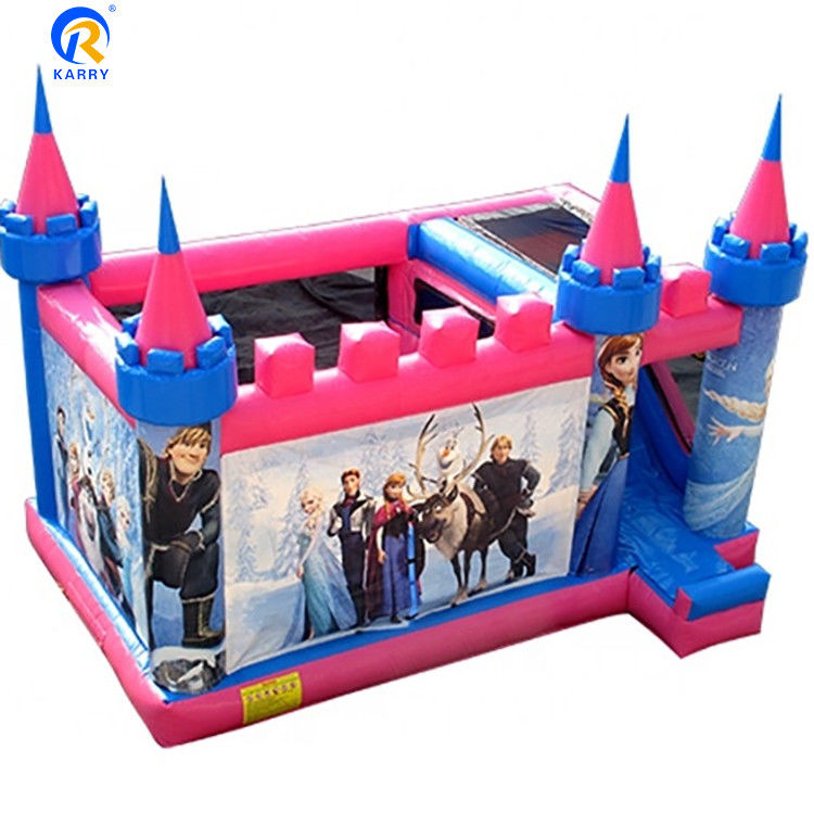 Buitenspeelplaats Aanpasbare kleur Opblaasbaar Bouncy Castle Bevroren thema Bouncer Slide